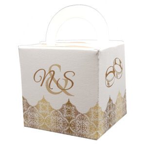 Gold Damask Cube Party Favour Box