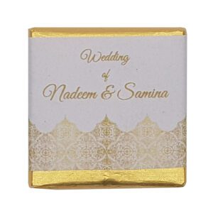 Gold Damask – Personalised Milk Chocolate Favours