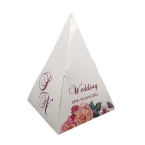 Orange Floral – Personalised Pyramid Party Favour Box