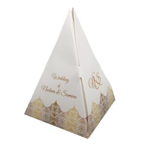 Gold Damask – Personalised Pyramid Party Favour Box