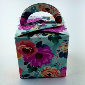 Vibrant Teal Rose – Printed Cube Floral Favour Box