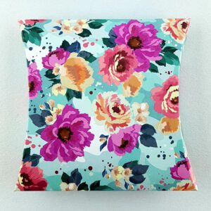Vibrant Teal Rose – Printed Large Pillow Floral Favour Box