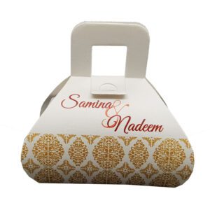 Light Gold Damask - Personalised Handbag Party Wedding Favours Box