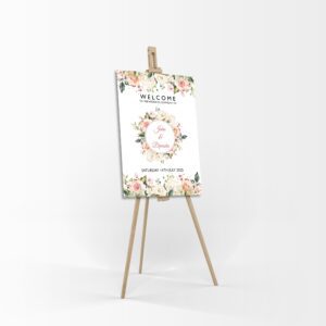 Pretty Rose Wreath - A1 Mounted Welcome Poster