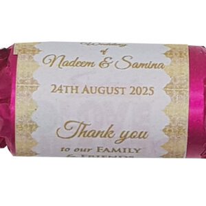 Gold Damask – Personalised Sweet Heart Favours
