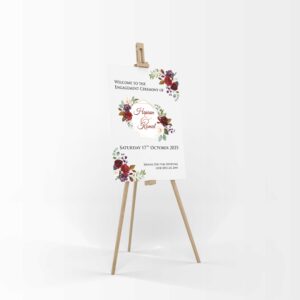 Maroon Floral Wreath – A1 Mounted Welcome Poster