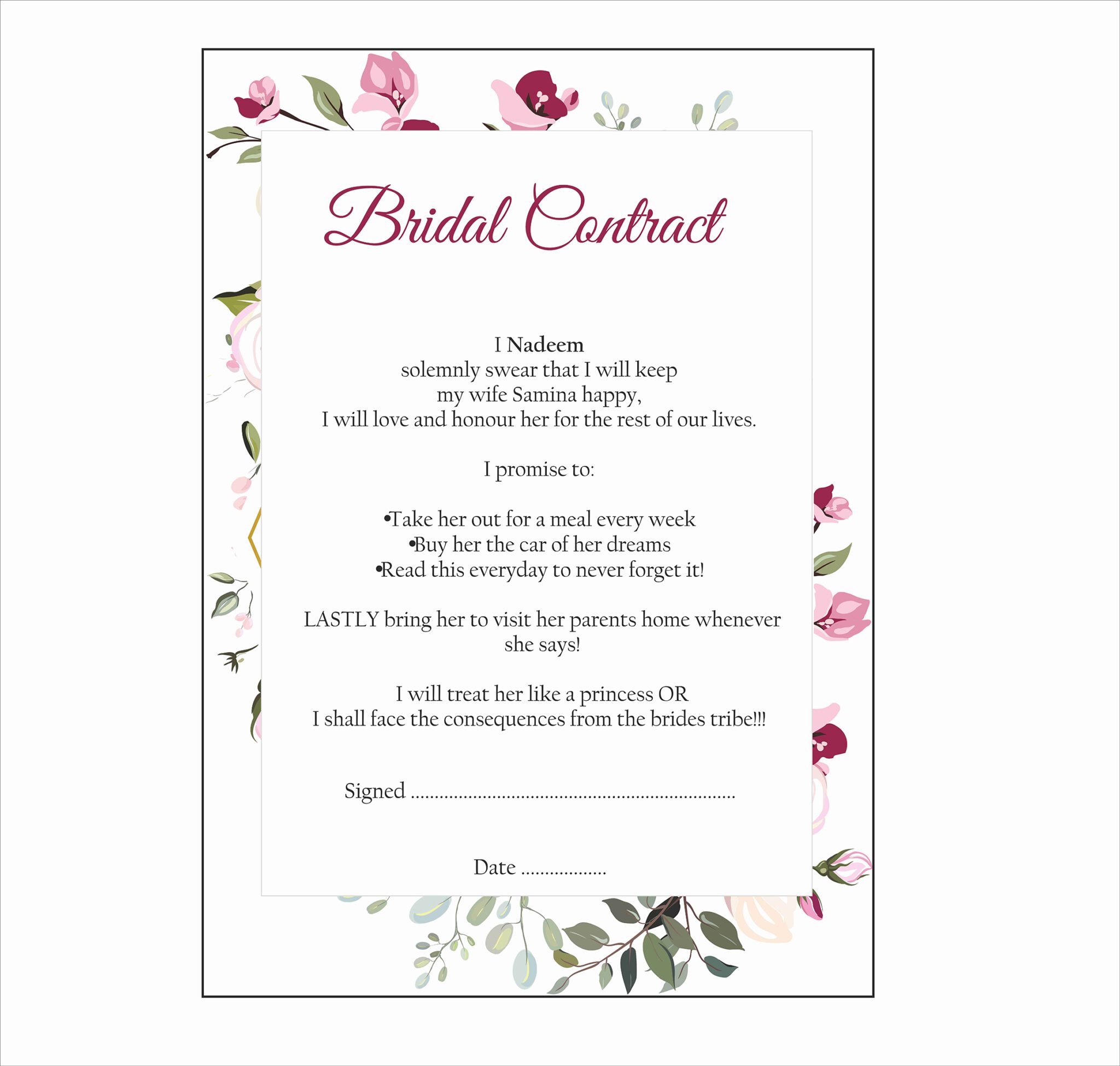 Purple Green Floral - A1 Bridal Contract Buy Online - MyFavours