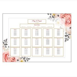 Peach Black Floral – A1 Table Plan