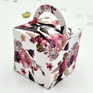 Deep Red Floral - Printed Cube Favour Box