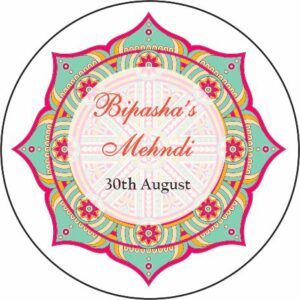 Red & Green Mendi Circle Personalised Favour Stickers - MyFavours
