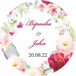 Watercolour Floral - Circle Personalised Favour Stickers - MyFavours