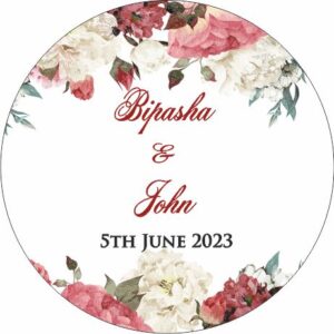 Light Floral Wedding - Circle Personalised Favour Stickers - MyFavours