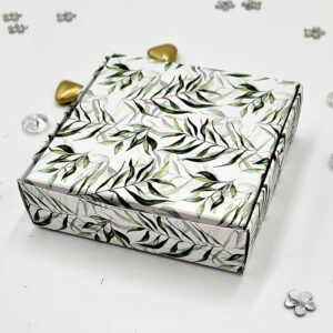 Green Leaf Print Square Favour Boxes - Add a Touch of Nature to Your Event