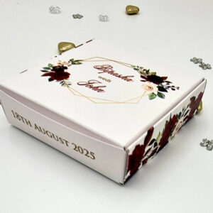 Gorgeous Red Floral Personalised Favour Boxes - Ideal for Weddings