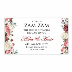 Light Floral Personalised Zam Zam Bottle Wedding Stickers | My Favours