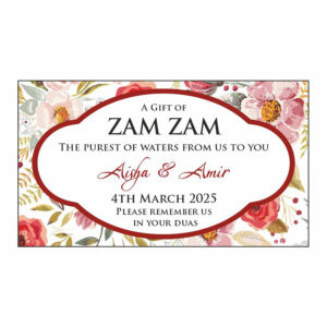 Floral Personalised Zam Zam Bottle Wedding Stickers | My Favours