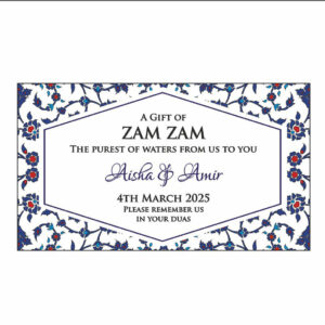 Blue & Red Personalised Zam Zam Bottle Wedding Stickers | My Favours