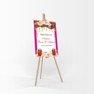 A1 Size Mounted Dholki Party Welcome Poster in Pink